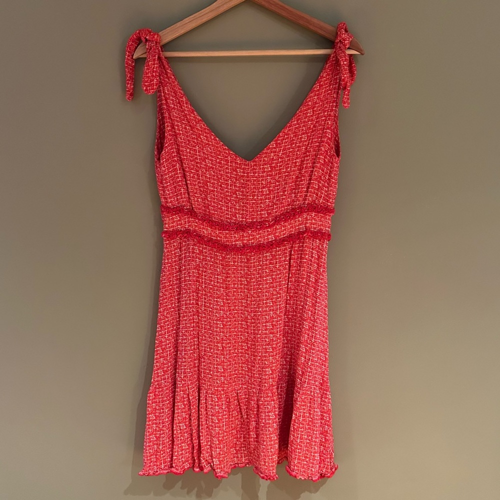 Shinestar Red & White Dress with Tie Straps Size Large